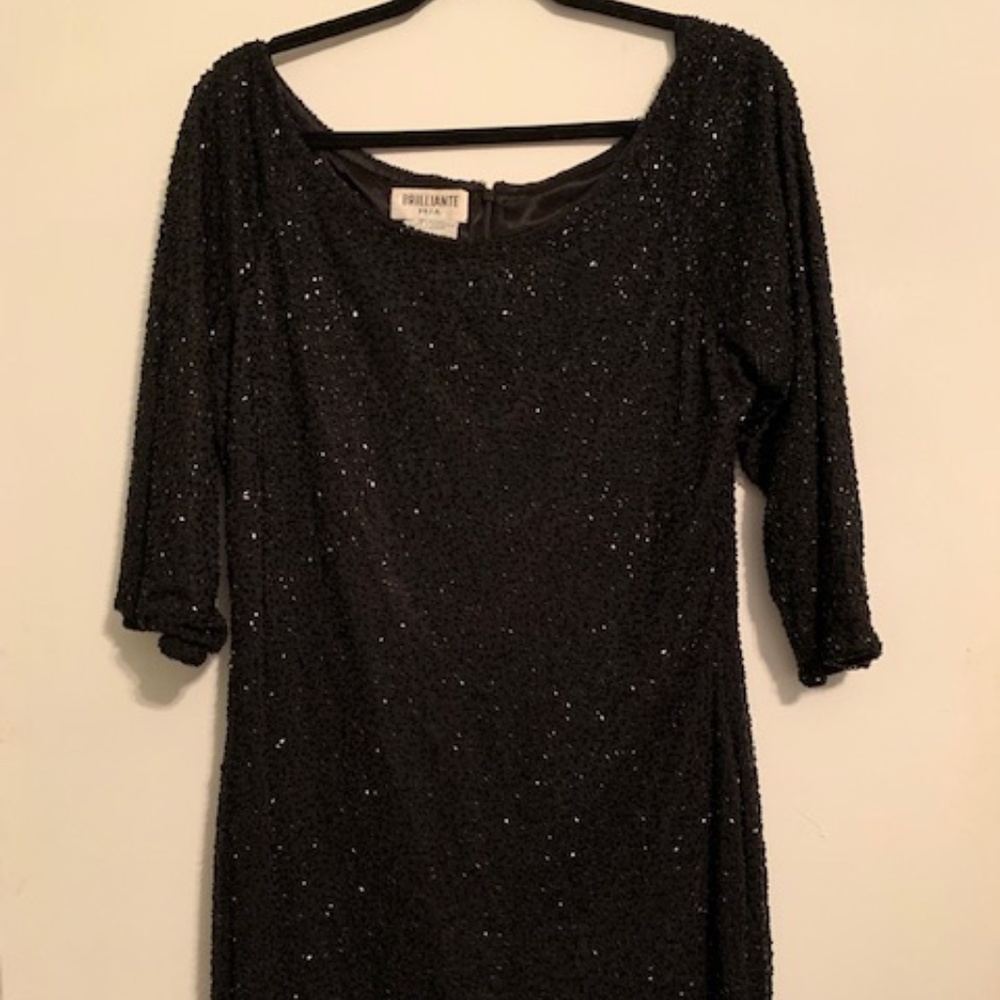 Brilliante Bead Embellished Black Party Dress
